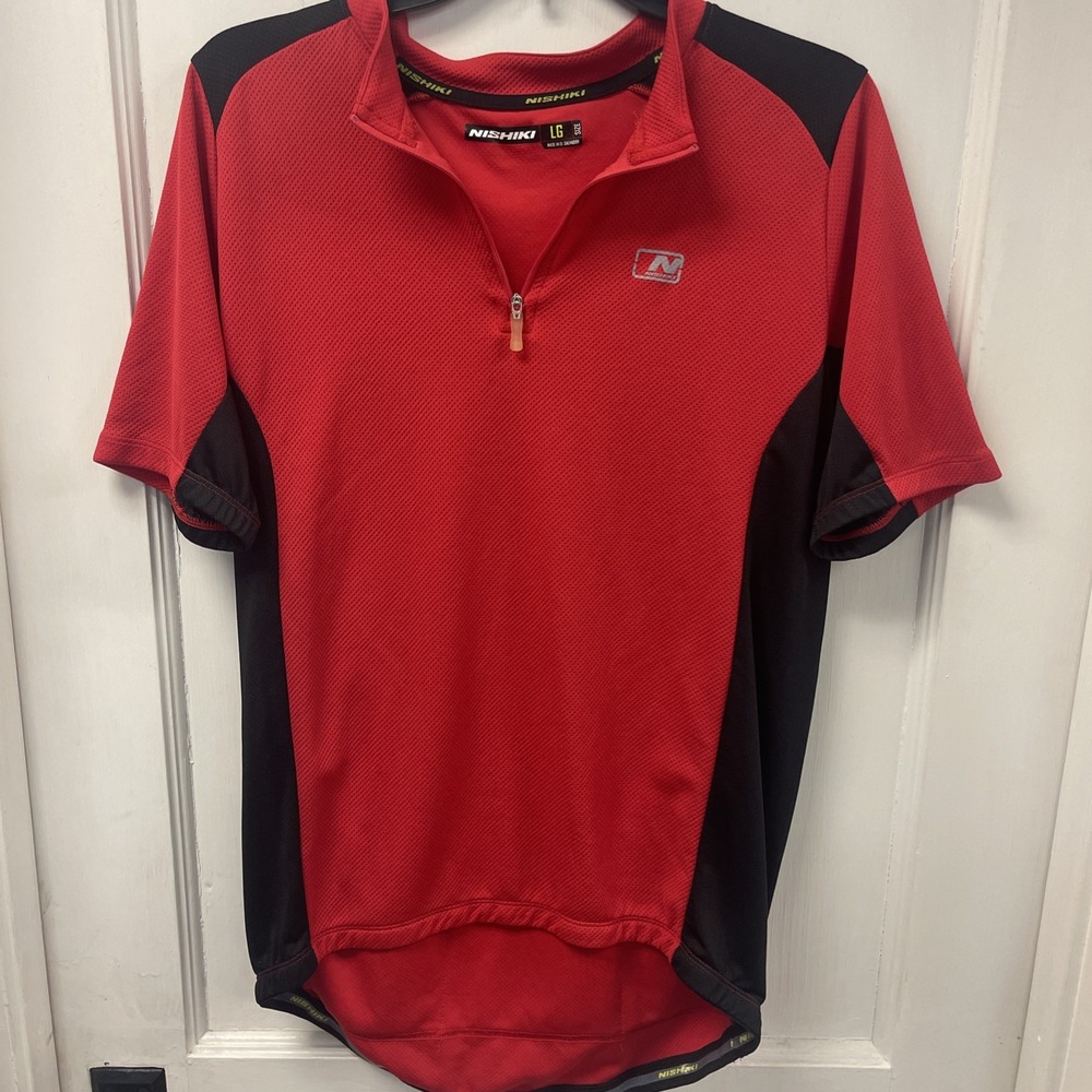 Nishiki Cycling Jersey Men's Size Large Red Black